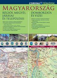  - Magyarország régiói, megyéi, járásai és települései - Magyarország domborzata és vizei (Duó falitérkép)